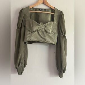 Pretty Little thing Olive Green Women's crop top.